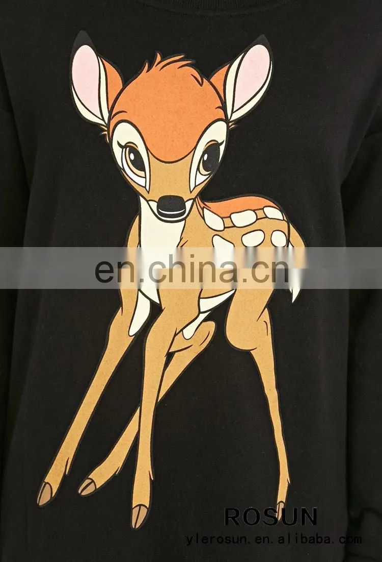 2015 Cheap Black Oversized Bambi ladies Sweatshirt