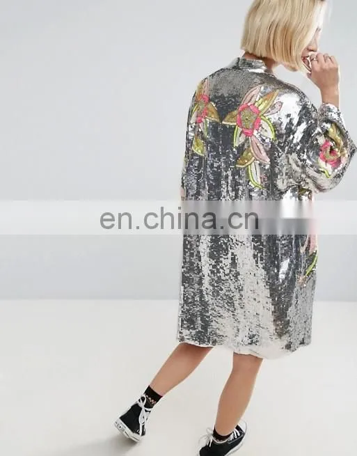 Promotion comfortable fashion causal bling bling lose sequin embroidery jacket women