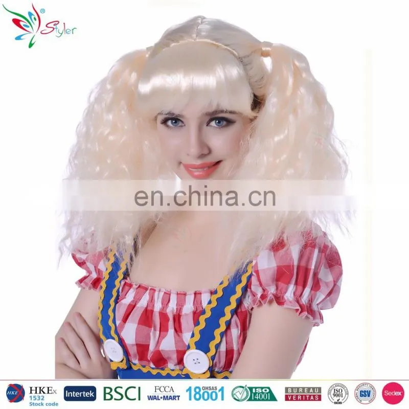 Styler Brand fashion cheap party wig blond 100% polyester brazilian wigs for women