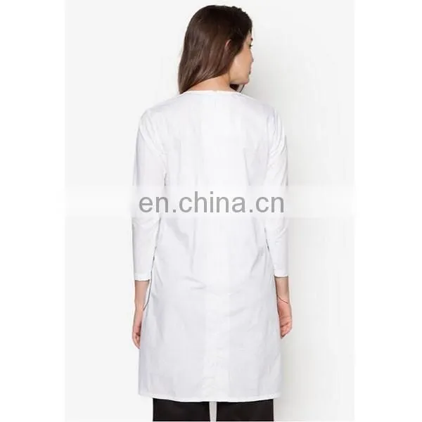 New Arrival Side Slit Tunic With Leather Cord Fashion Long Sleeve Muslim Top
