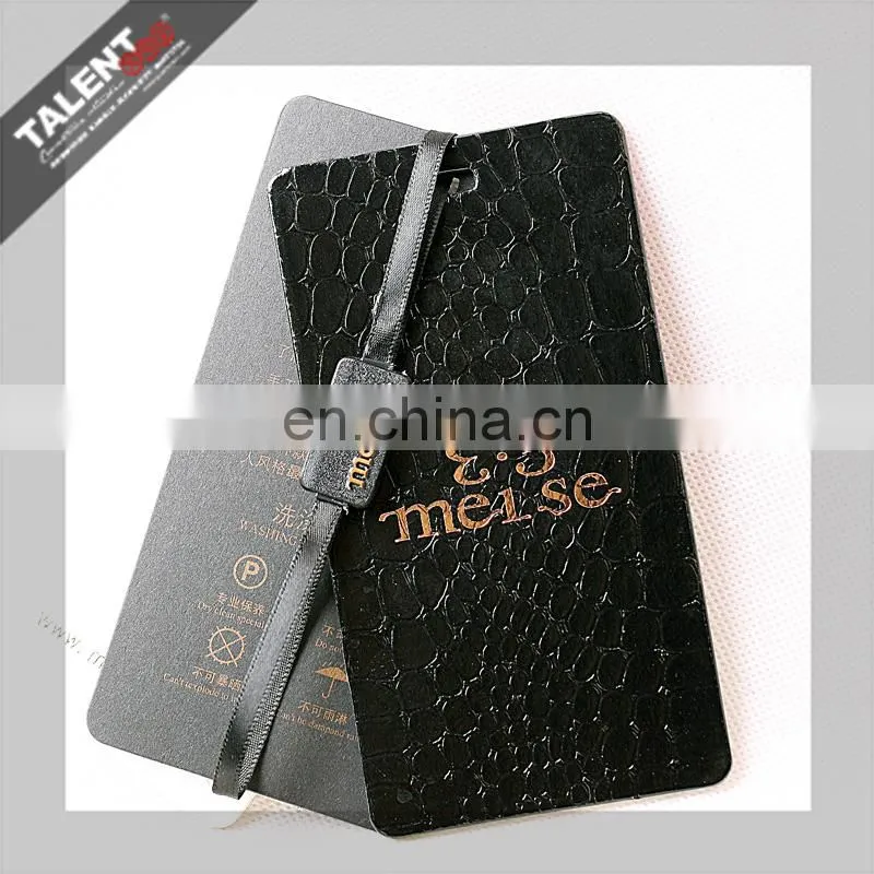 custom private design black & Withe embossing paper hot stamping gold hangtag for clothing