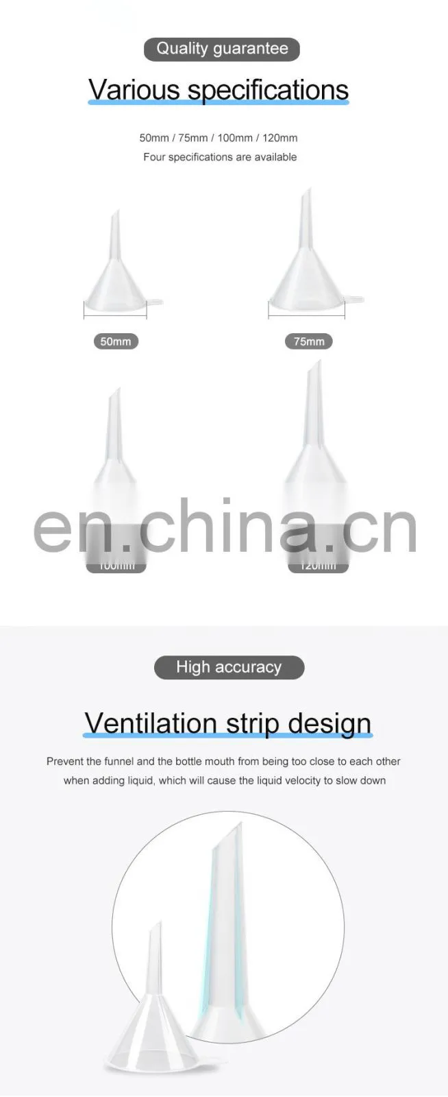 AKMLAB Laboratory Patented Food Grade Clear Plastic Funnel