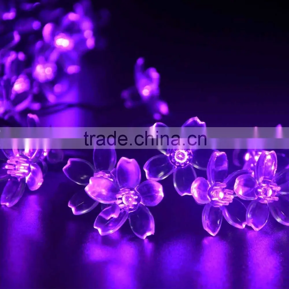 50 LED 7M Peach Blossom Shape Solar Powered String Fairy Lights for Indoor Outdoor Garden Christmas Wedding Party
