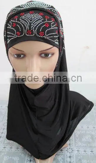 A226 Fashion 2015 beaded two piece muslim hijab