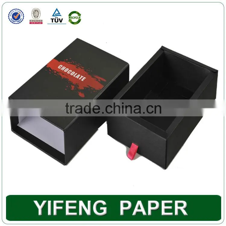 China mnufaturer hot stamping printing cardboard black drawer shoe box