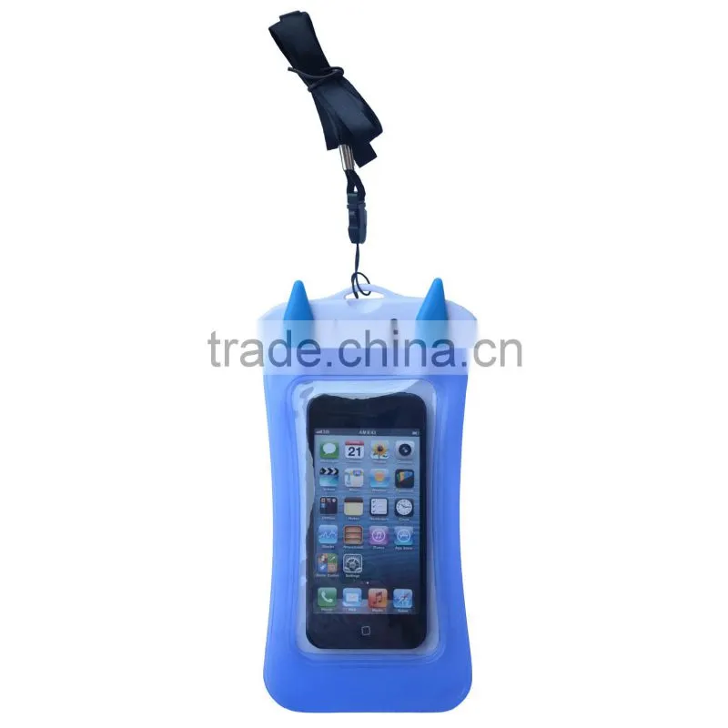 Waterproof PVC Phone Diving Bag With ABS ButtonS Within 10m Deep