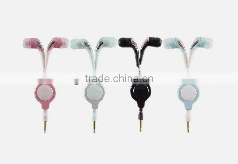 retractable earphones and headphone for mp3, radio, multimedia players