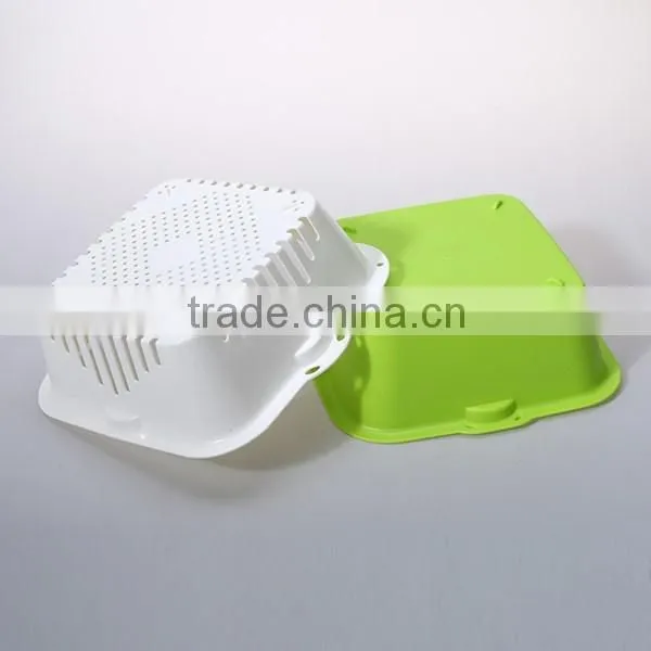 Dishwasher safe plastic square double layer collapsible colander