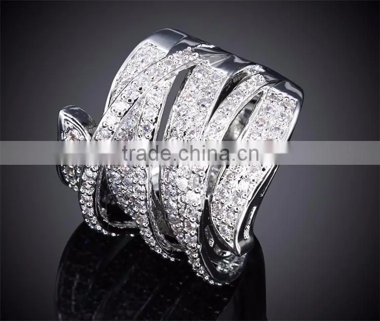 Exclusive New Unique Design Cubic Zircon Wedding Party Contrast Jewelry Ring