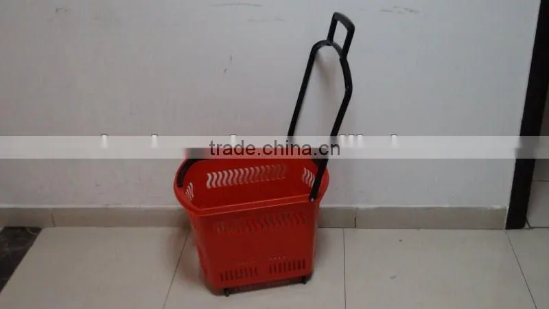 Double handle supermarket plastic shopping basket