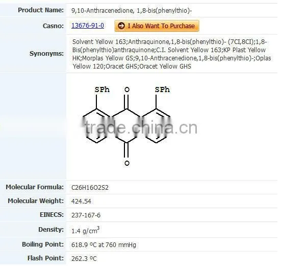 solvent yellow163 for plastic and resin coloring
