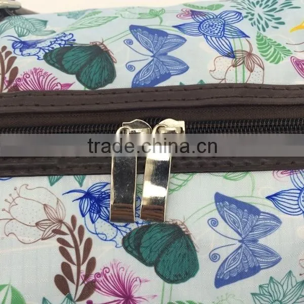 blue colorful flower printed folding travel bag