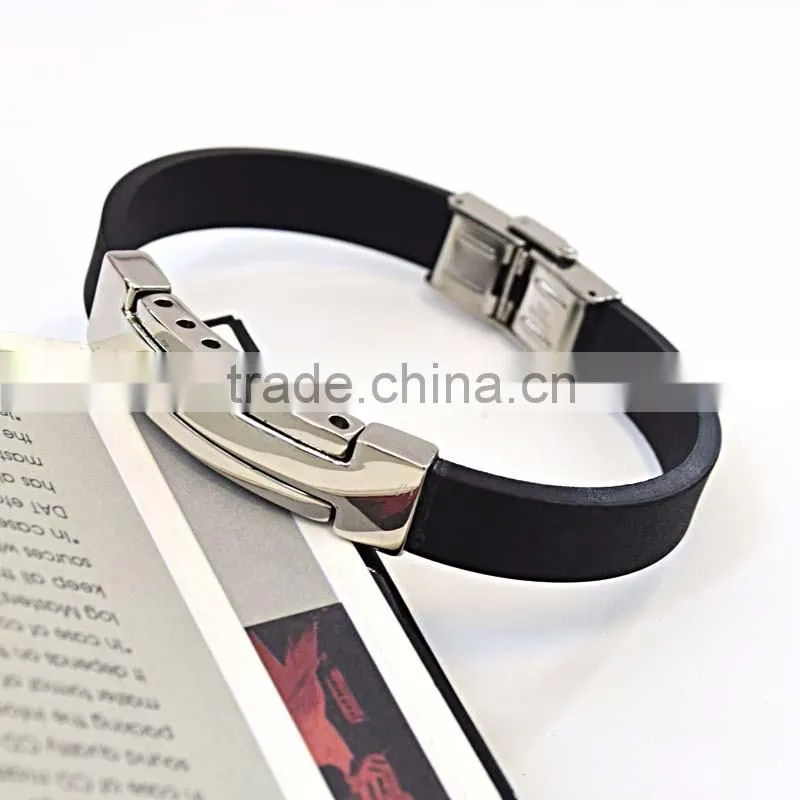 Customize new products 2016 IP plate color silicone bracelet with logo