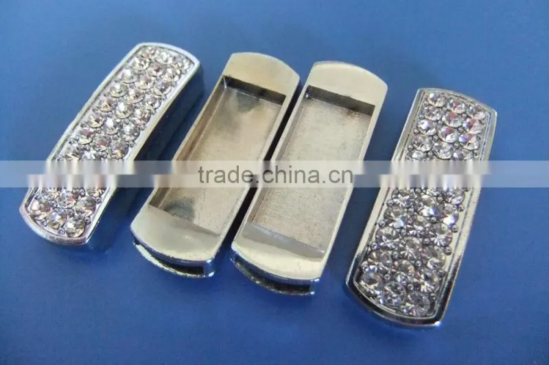 10mm Many Rhinestones Pane Rectangular Block Shape Slide Charms