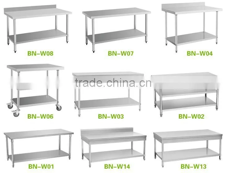 Restaurant Kitchen Equipment Stainless Steel Work Tables/2 Tiers Stainless Steel Work Bench BN-W01