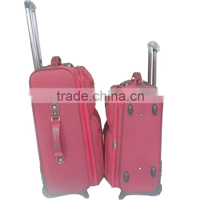 manufacture of hot selling luggage two wheels 600D two tone fabric trolley sets