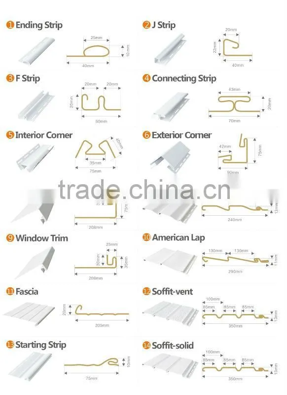 modern decorative exterior wall siding panels J channel