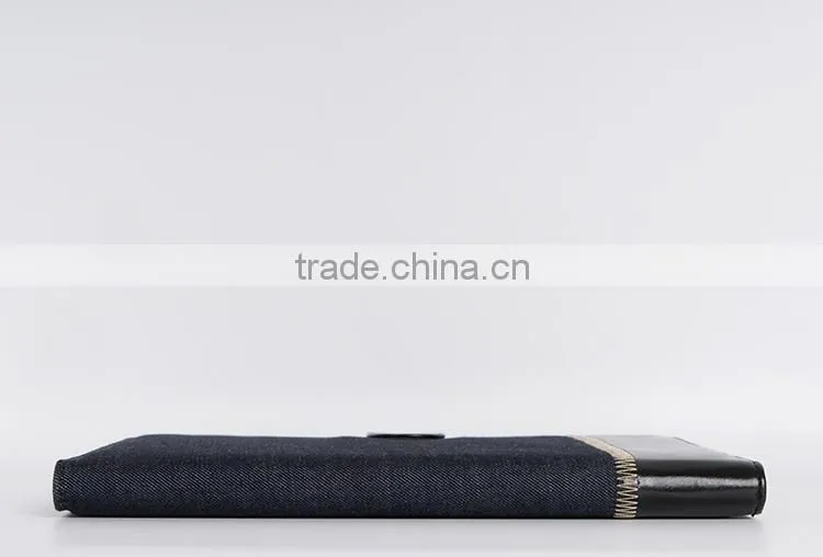 Blue jean & genuine leather protective cover case tablet