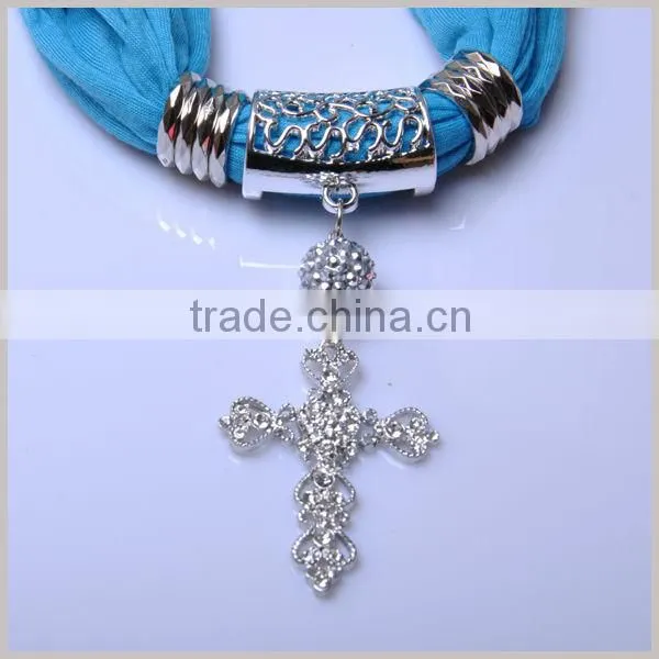 Diamond Inlay Cross Necklace Jewelry Fringed Scarf