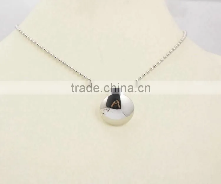 Polished Silver Round Stainless Steel Pendant Chain Necklace Jewelry