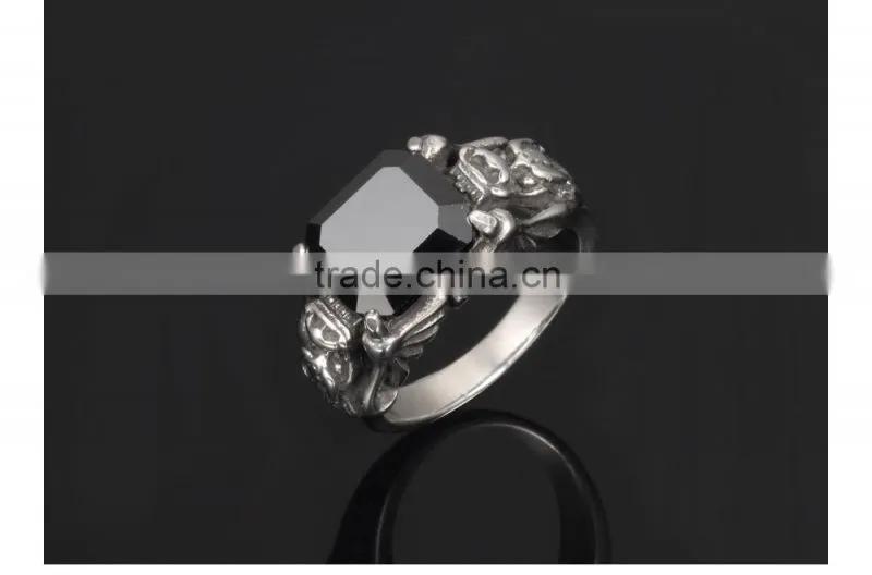 costume jewellry wholesale skull engagement ring for women with black stone