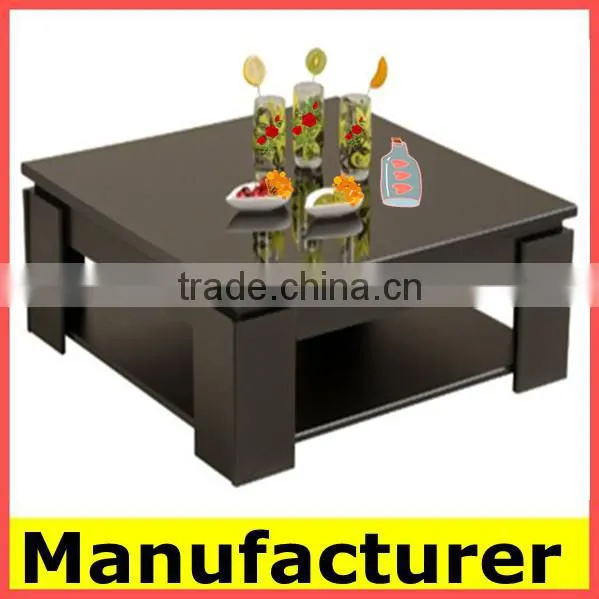 cheap new model steel and wood and tempered glass coffee table