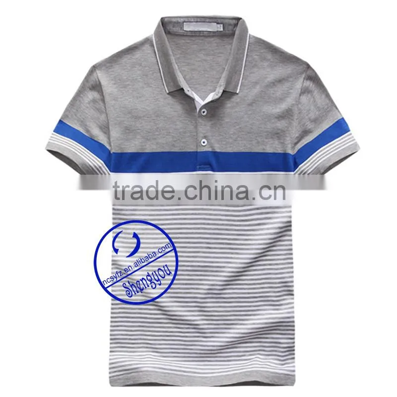 Custom 100% cotton stripe polo shirt for men
