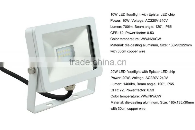 Die Casting Aluminum Epistar SMD IP65 Outdoor 20W LED Floodlight