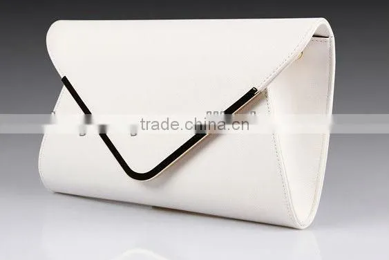 Stylish Blue Brand Plain PU Leather Envelope Clutch