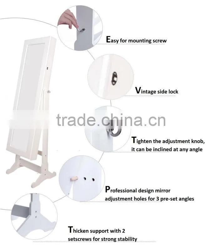 Dressing mirror cabinet, Jewelry cabinet with dress mirror