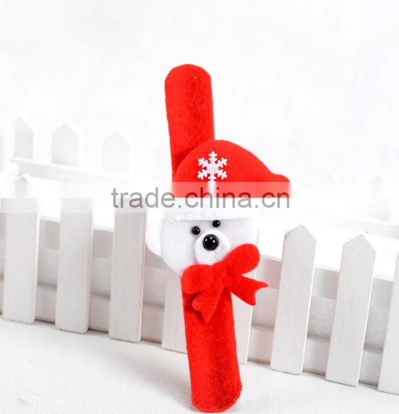 MLCB04 Christmas gift beer with christma hat slap bracelet