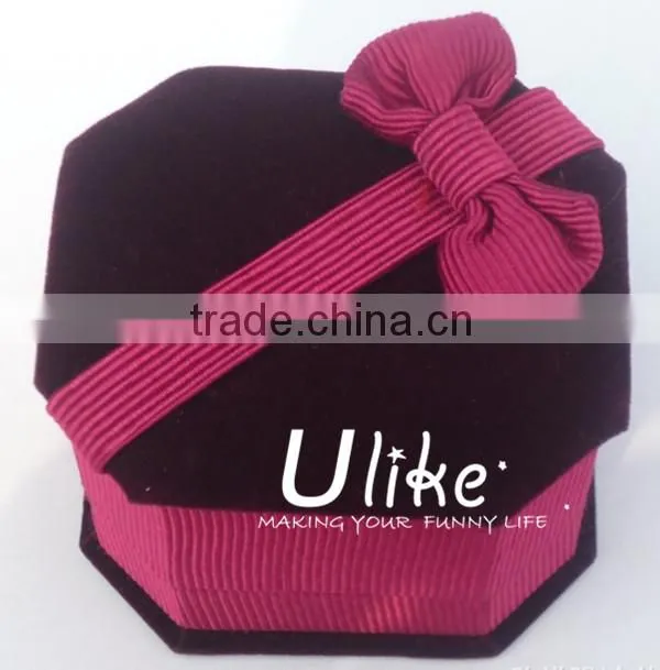 beautiful velvet red jewelry ring gift box with bowknot ring jewelry box velvet double ring box wedding items