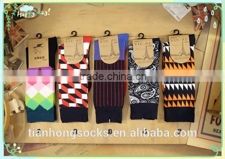 Colorful socks men happy socks long cotton socks bulk wholesale crew socks