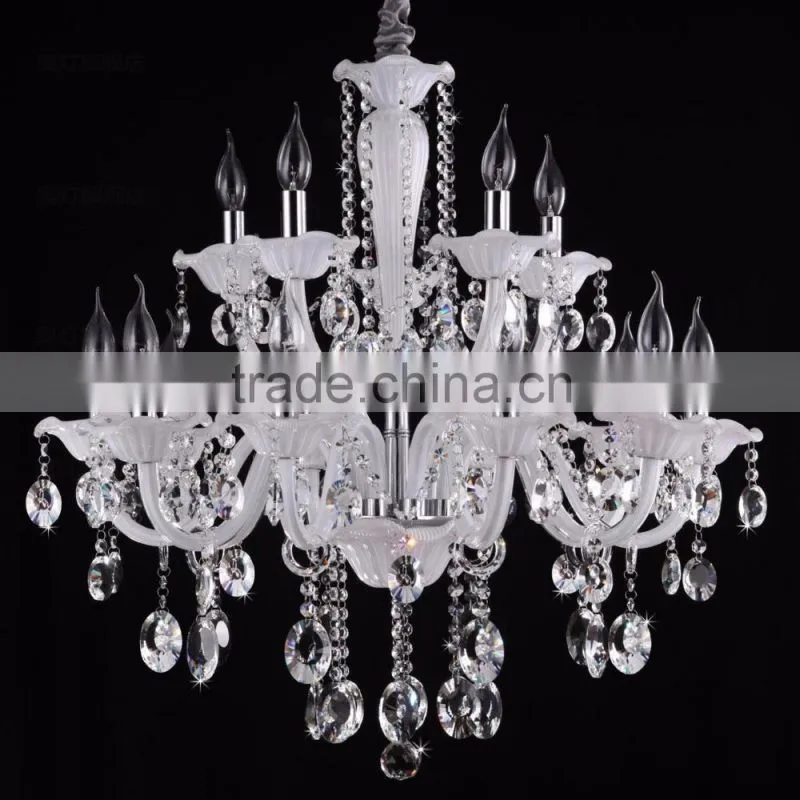 Replica White Crystal Chandelier Lighting Glass Lamp Shade Fabric