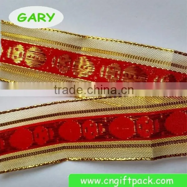 1-1/2" Gold and Red Wired Edge Outdoor Christmas Ribbon
