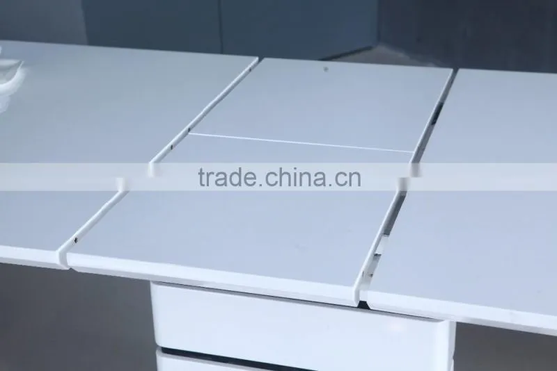 White high gloss wooden dining table designs