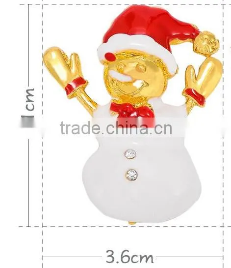Hooray Red Hat Snowman Gold Plated X'mas Brooch