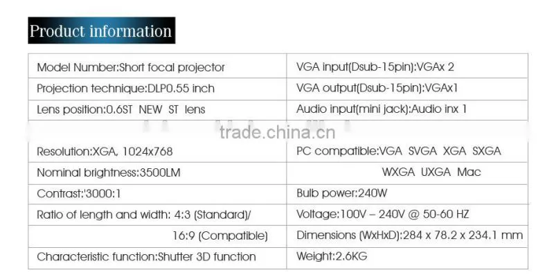 wifi dlp home theater 3D projector with bluetooth