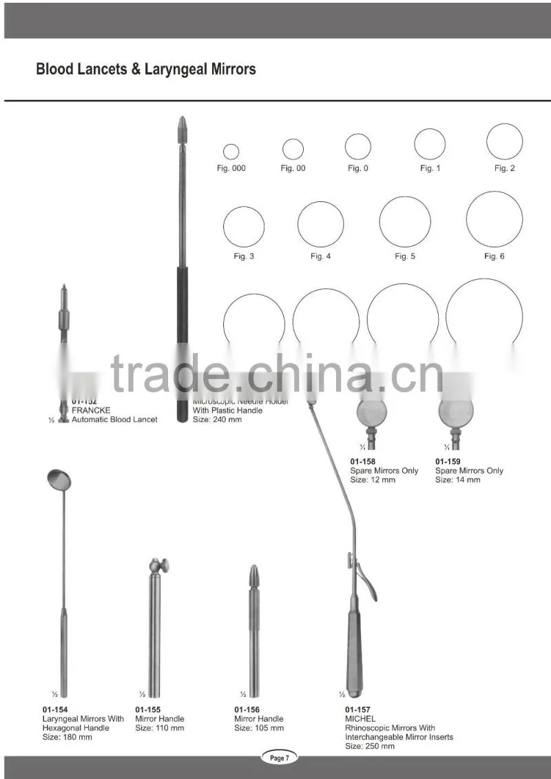 Surgical Blood Lancets & Laryngeal Mirrors Instruments Kolle Needle Holders