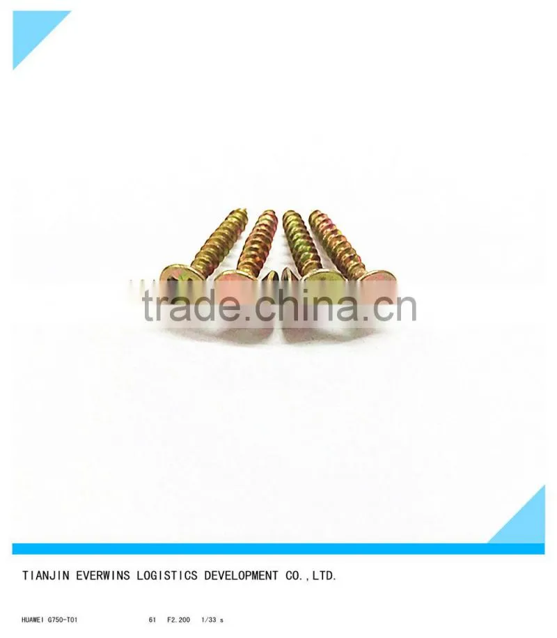 Brass plated screws Pozidriv head Fine thread Drywall screws