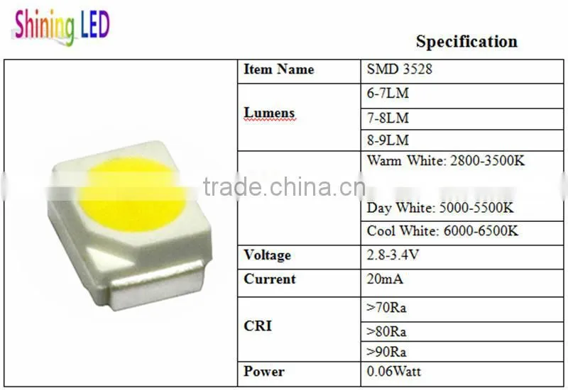 Light Emitting Diode 8-9LM 0.06W 3528 SMD LED Chip
