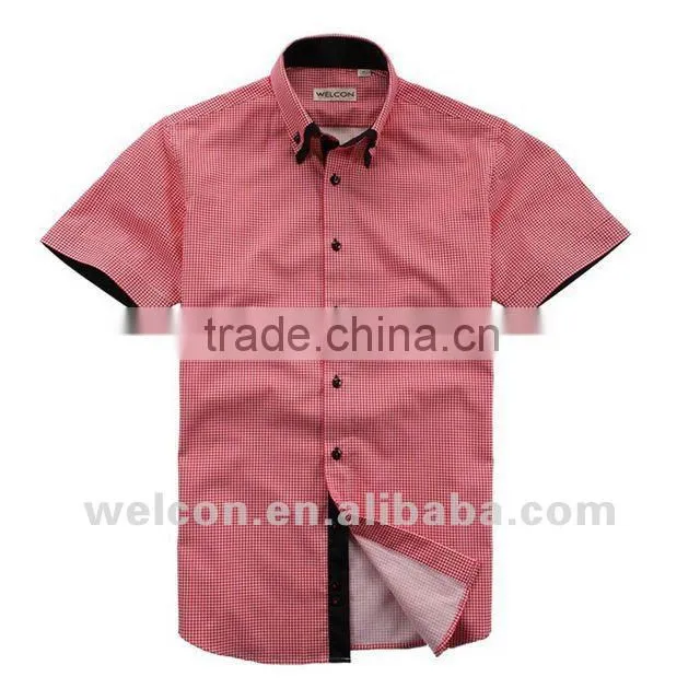 Latest European style popular casual black new stylish men's short sleeve cotton shirt