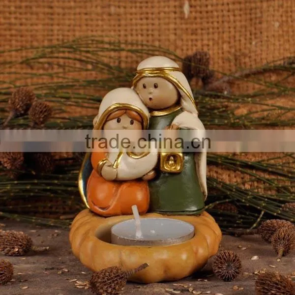 Resin nativity set candlestick