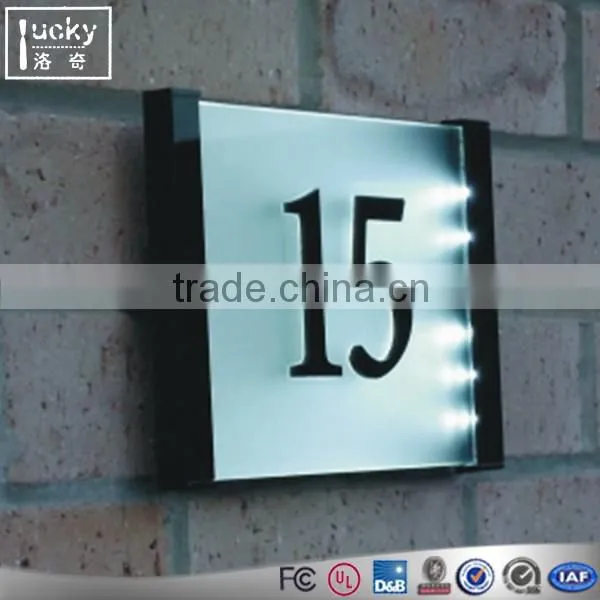 Custom acrylic led house number sign design personal door sign plaque