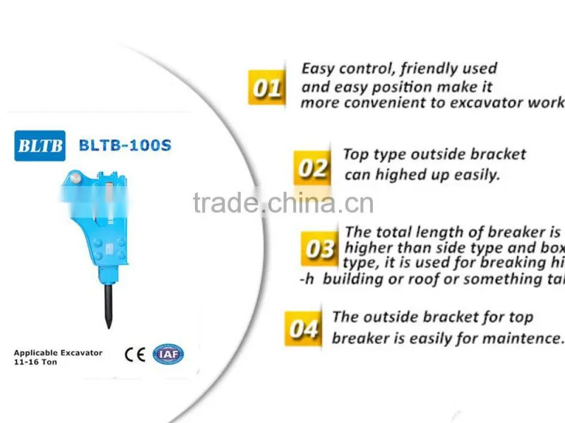 CE Standard BLTB-100 box type/side type/top type hydraulic hammer for 11-16ton excavator