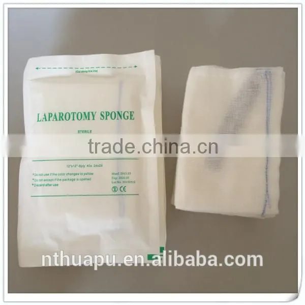 prewashed sterile laparotomy sponge with blue loop and x-ray
