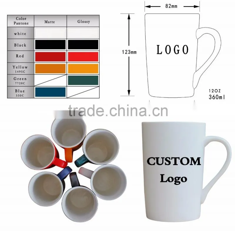 Wholesale multiple colors custom logo ceramic mugs