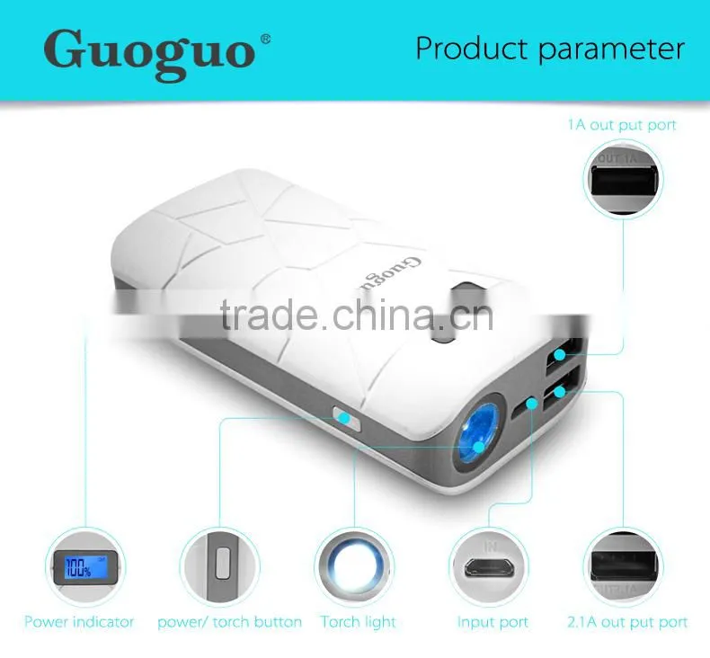 Dual USB 18650 Battery 10000mAh LCD Display Power Bank