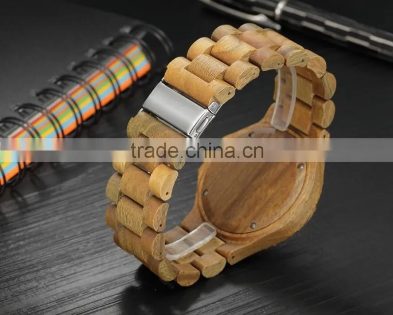 2016 Fashion quartz bamboo wood watch mens wooden watches