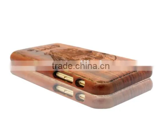 Anit-slip Angry SKULL Engraving WALNUT wood phone protected case for Iphone 6 in two parts